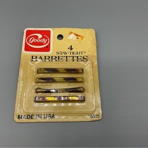 Vintage Goody Stay-Tight Barrettes Tortoise 4 Pack 2' Hair Clips #3603 NOS 1982